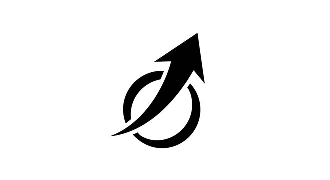 arrow with circular swirl icon black silhouette on white background