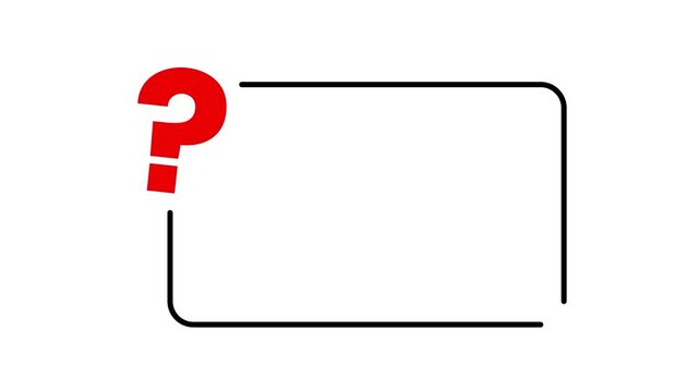 Question Mark Rectangle Frame Animation on White Background. Animated Question Mark Border with Rectangular Box Design. Modern FAQ, Mystery, Help, Quiz, Inquiry, and Information Concept Motion Graphic