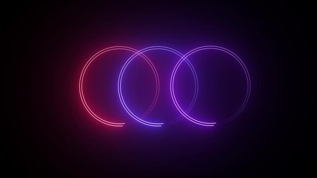 Animated glowing neon circle line frame animation. neon three ellipse circle border loop icon. bright glowing load circle outline, ring circle looping animation....