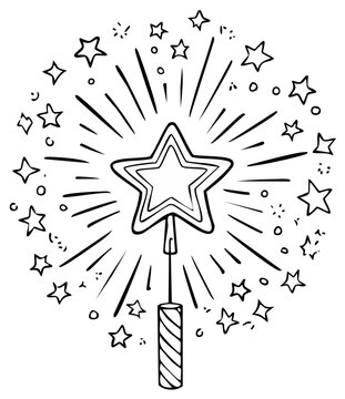 Sparkler firework design with star shapes and light bursts, festive celebration