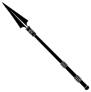 Powerful ancient weapon spear black silhouette vector illustration with sharp tip