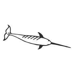 Narwhal flipper tail tusk doodle © Vexels
