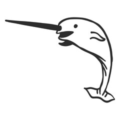 Narwhal tail tusk flipper doodle © Vexels