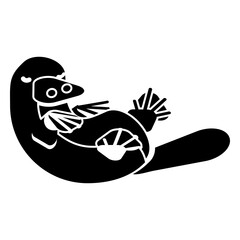 Obraz premium Platypus tail beak leg duckbill detailed silhouette