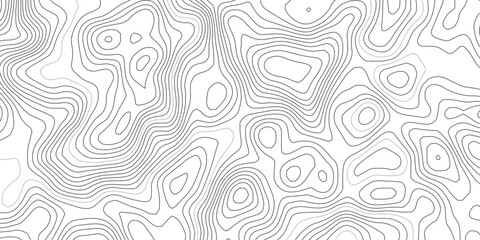 Seamless abstract contour map pattern with black and white flowing lines, representing geographic elevation, liquid terrain motion, and wood grain textures in modern minimalist vector design. © Hasan