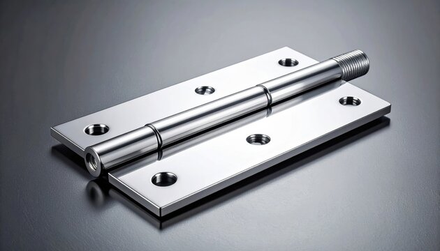 Polished Chrome Door Hinge with Mechanical Pivot and Mounting Plates