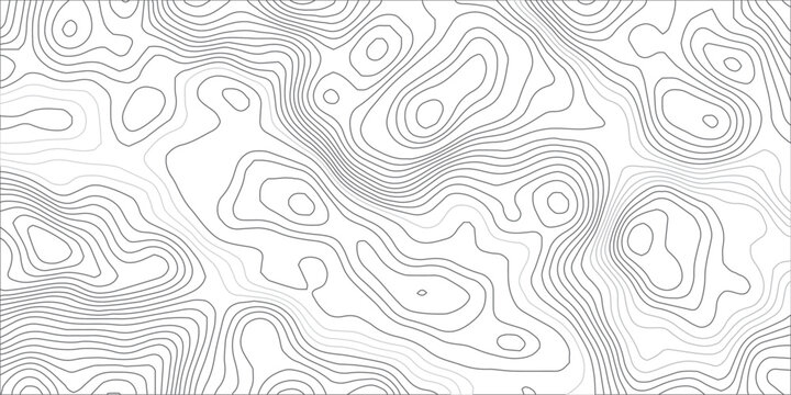 Seamless abstract contour map pattern with black and white flowing lines, representing geographic elevation, liquid terrain motion, and wood grain textures in modern minimalist vector design.