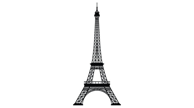 Detailed black silhouette of the eiffel tower standing tall in this iconic travel landmark photo