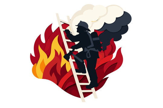 Firefighting profession and heroic service visual: a firefighter silhouette