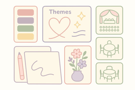 Creative brainstorm session with mood board elements including color