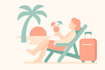Fototapeta premium Relaxed vacation lifestyle concept showing a person reclining on a beach