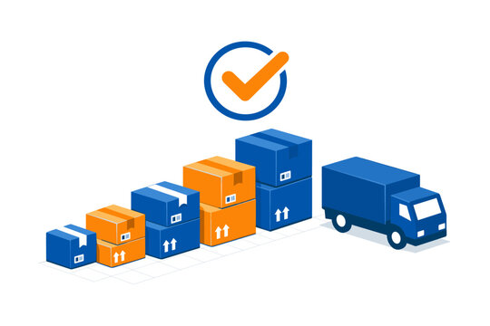 Supply chain fulfillment workflow: stacked boxes of increasing size