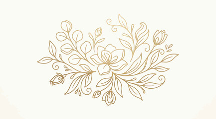 Elegant gold floral line art composition © Saharia