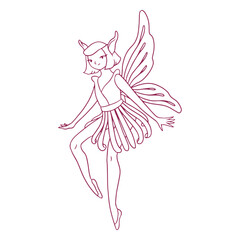 Fototapeta premium Fairy with bent leg line art