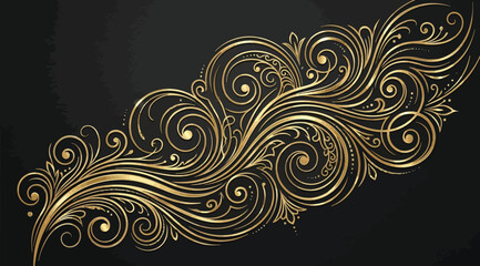 Elegant golden floral filigree ornament © Saharia