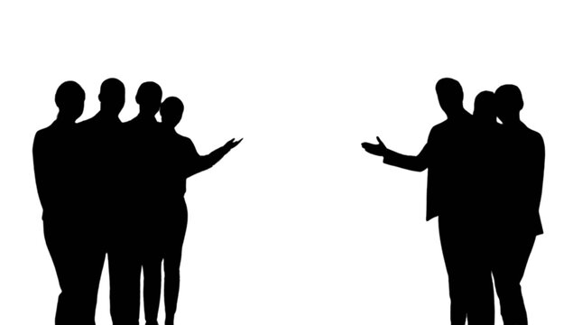 Silhouette people talking, vector illustration, flat style
