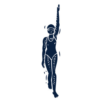 Swimmer practicing back stroke