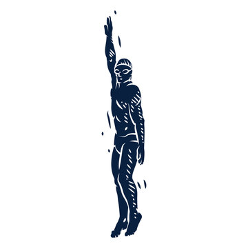 Swimmer doing backstroke style