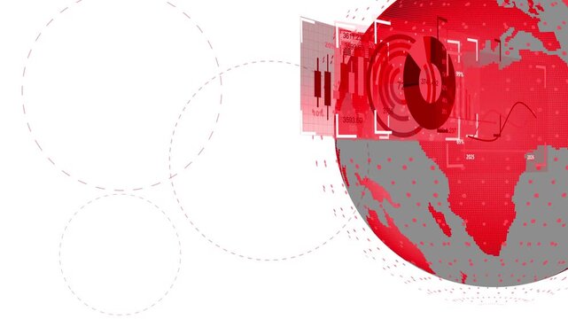 Digital globe with analytics overlays animation background