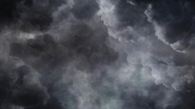 Dramatic storm clouds moving in dark sky, cinematic thundercloud background, moody grey smoke and atmospheric weather texture for film production
