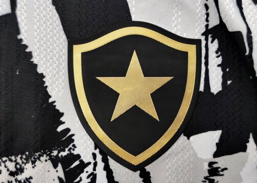 Photo of the embroidered emblem of Botafogo de Futebol e Regatas on the club&rsquo;s 2024&ndash;2025 fourth kit. Botafogo is a Brazilian football club based in Rio de Janeiro.