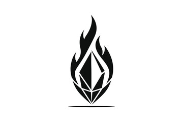Fototapeta premium Black flame icon with ethereum logo inside