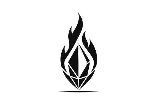 Black flame icon with ethereum logo inside