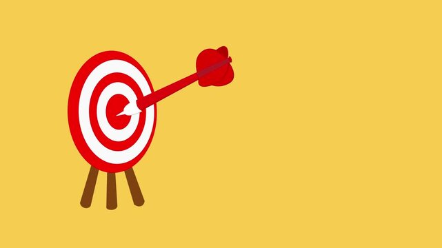 Minimalist arrow in bullseye on mustard animation