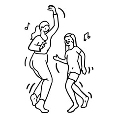 Obraz premium Nanny and kids dancing