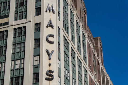 New York, NY, US-April 14, 2026: The famous Macy's department store in lower Manhattan on 34th Street.