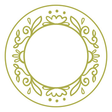Circle floral green frame