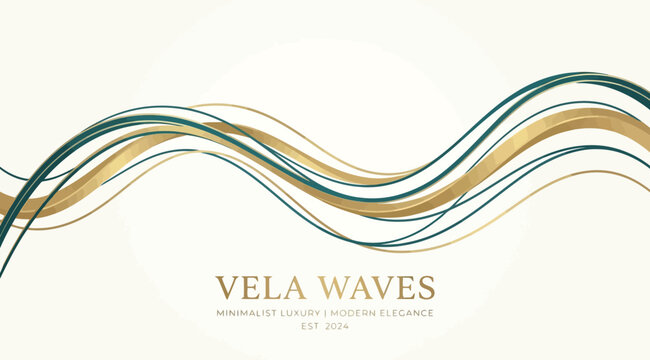 Abstract luxury gold and emerald green wave lines