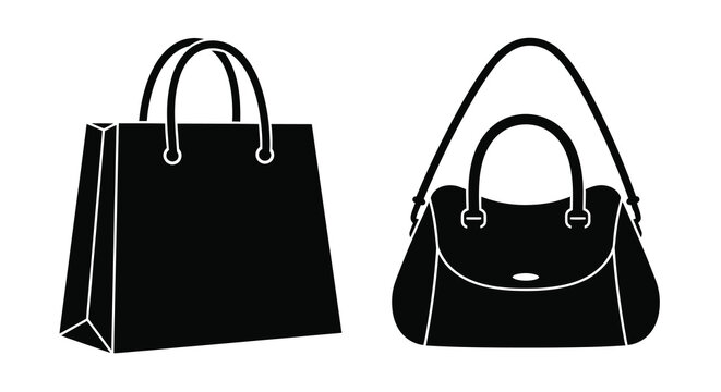 Two handbags tote and shoulder bag black silhouette