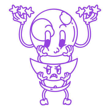 Magic crystal ball retro cartoon