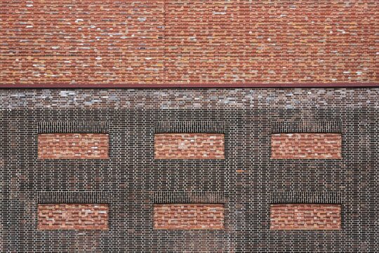 Brick fa&ccedil;ade, North Rhine-Westphalia State Archive, Inner Harbour, Duisburg, Ruhr Area, North Rhine-Westphalia, Germany