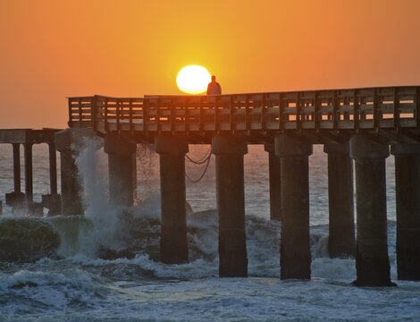 Pier at sunset, Swakopmund, Namibia, Africa