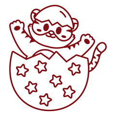 Tiger in an egg with stars on it © Vexels