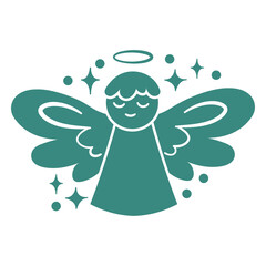 Obraz premium Teal angel with stars