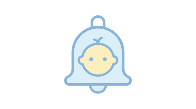 Essential parent notification bell icon featuring a baby face, perfect for clear and timely communication in daycare services