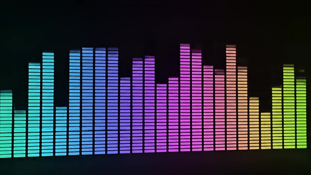 Colorful Audio Visualizer Equalizer Bars Displaying Music Beat.
