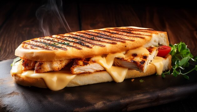 a grilled chicken and cheese panini