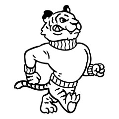 Obraz premium Playful cartoon tiger character in sweater design
