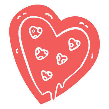 Playful melting heart design with smaller hearts