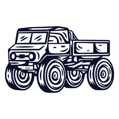 Vintage style monster truck illustration © Vexels