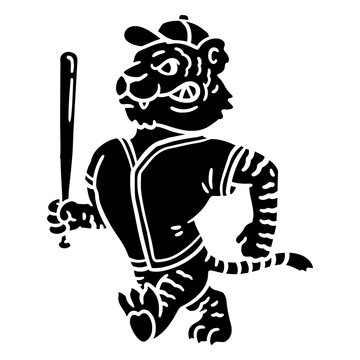 Playful tiger baseball mascot design