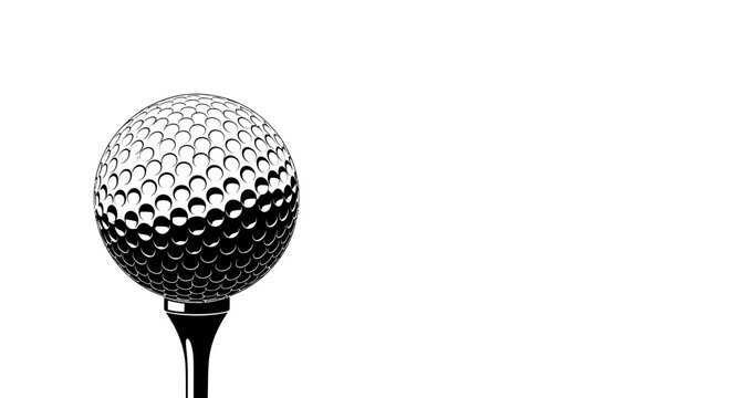 Black and white golf ball on tee closeup