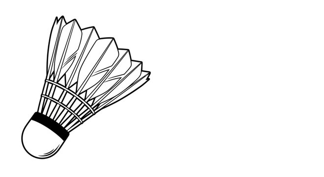 Badminton shuttlecock illustration in black and white