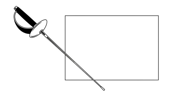 Fencing sword with black handle and guard illustration