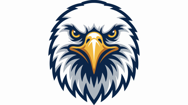 Bold bald eagle head illustration with fierce expression and sharp focus