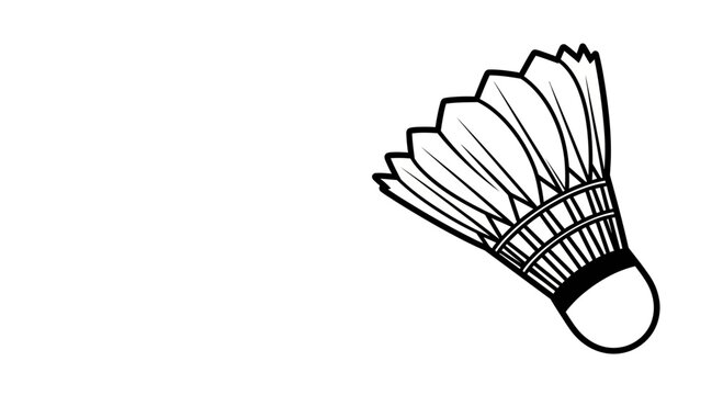 Black and white illustration of a shuttlecock